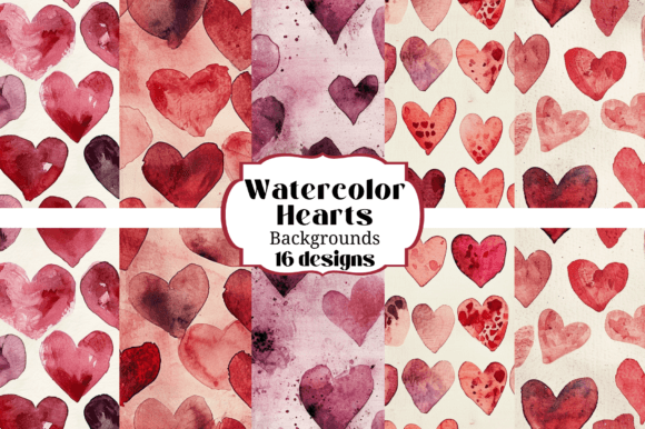 16 Pretty Watercolor Hearts Backgrounds for Your Projects
