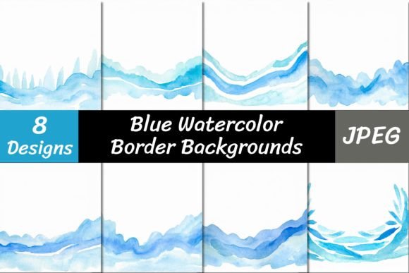 Elevate Your Projects with Blue Watercolor Border Backgrounds