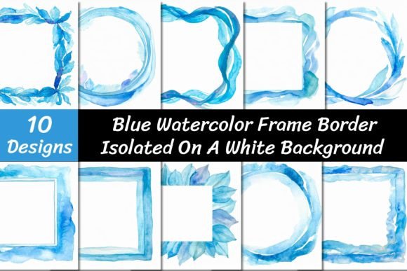 Elevate Your Projects with Blue Watercolor Frame Border Backgrounds