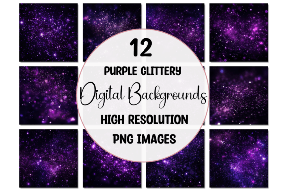 Elevate Your Projects with Purple Glittery Digital Backgrounds