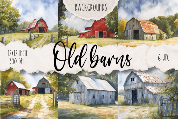 Old Barn Backgrounds: Watercolor Illustrations for Authentic Projects