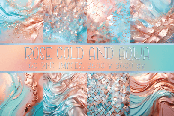 Pastel Aqua and Rose Gold: 60 Digital Backgrounds for Modern Design
