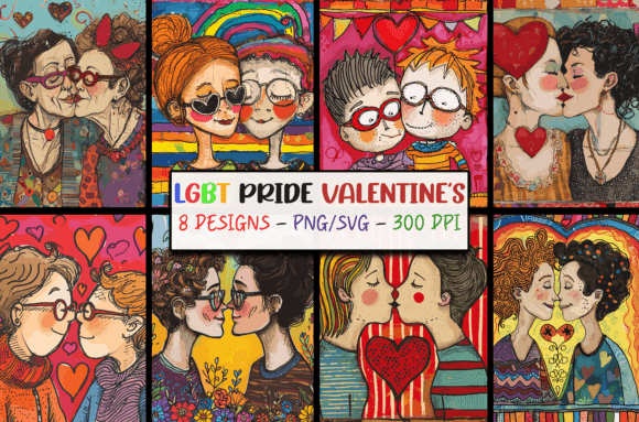 Pride LGBT Valentines Backgrounds SVG: Bold Design Assets