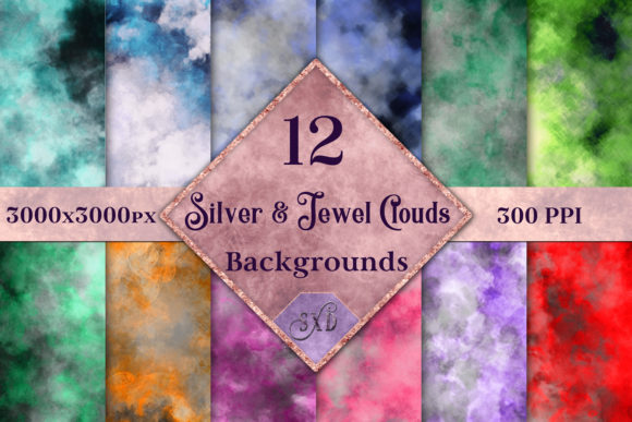 Silver and Jewel Colour Clouds: A Creative Background Set